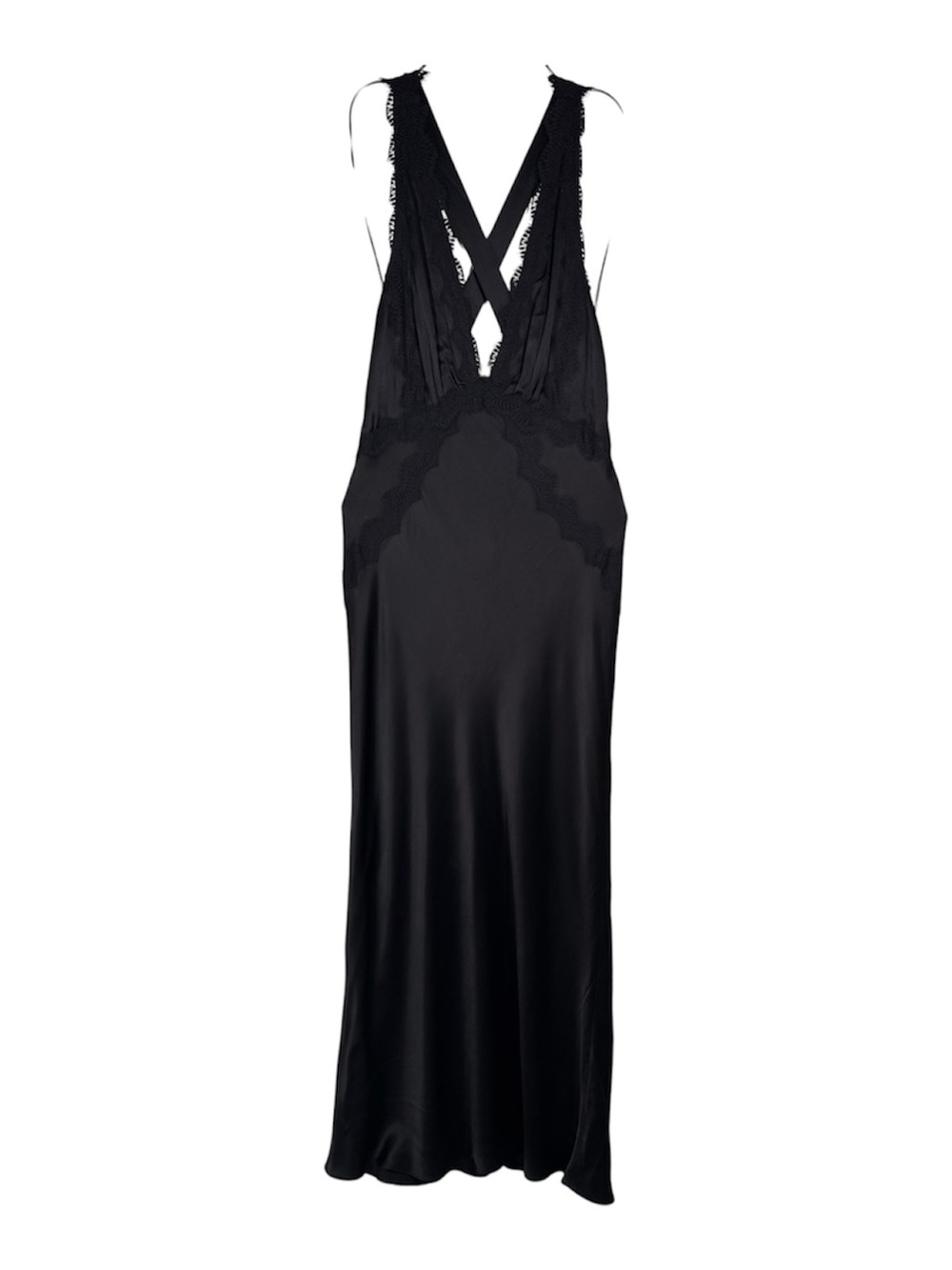Shona Joy Camille Lace Cross Back Midi Dress Black Women’s Size 6